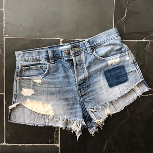 Patched Denim High waist Shorts